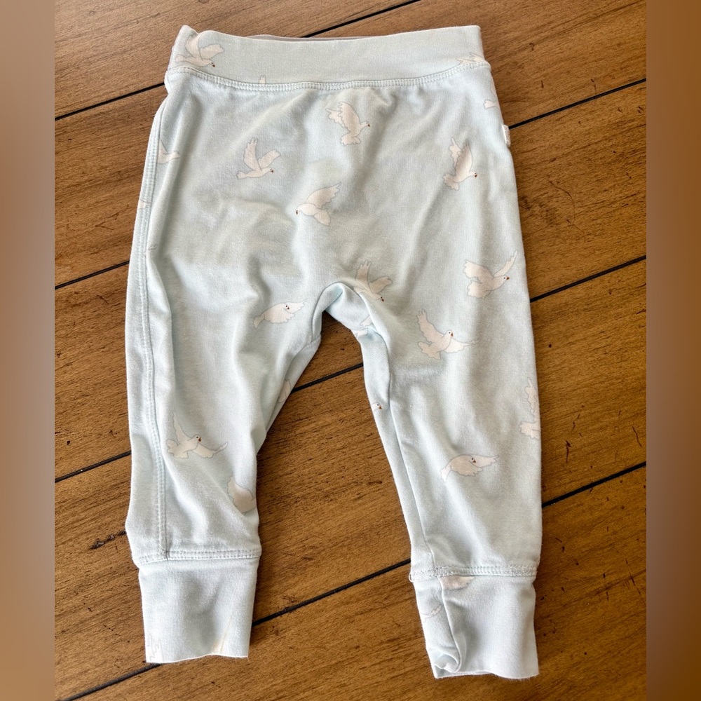 Loulou Lollipop Tencel Baby Pants in Peace Dove Print, Size 6-12 months